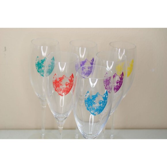 Andy Warhol Design Dom Perignon Champagne Flutes Set of 6 Vintage 91875 - Picture 2 of 4